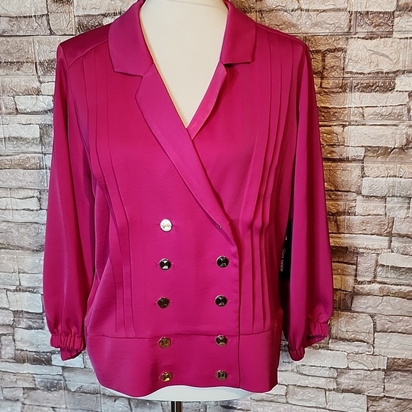 Karl Lagerfeld Tops - Karl Lagerfeld Paris Brand New Vibrant Pink Double-Breasted Blouse